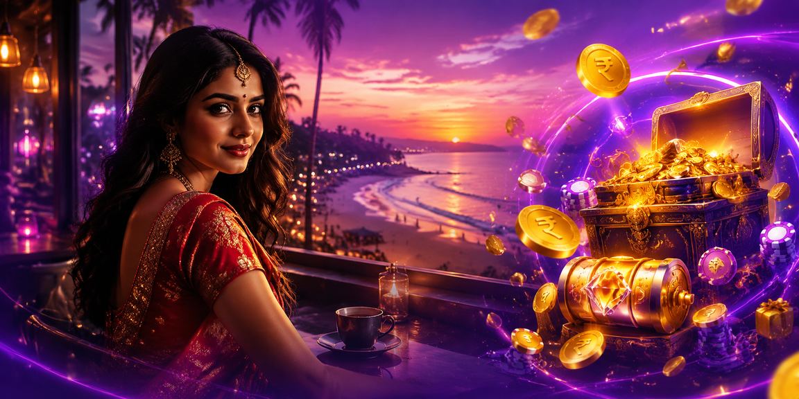 Player engaging with mobile casino platform at Goa beach